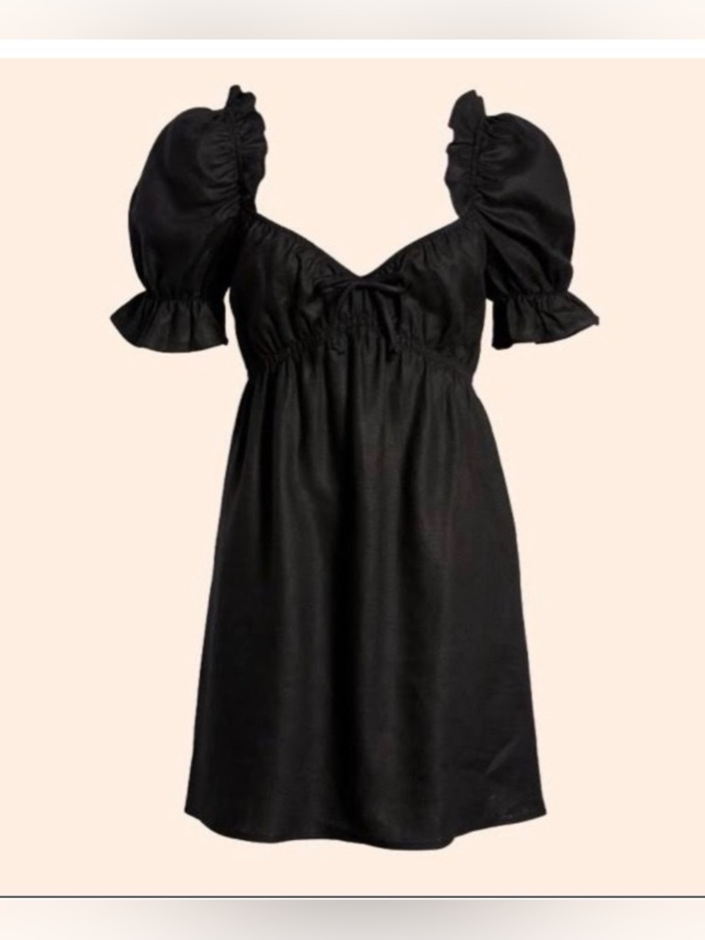 Reformation Channa Linen 100% Puff Sleeve Black Dress , size M - Picture 4 of 11